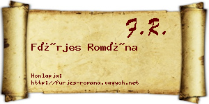 Fürjes Romána névjegykártya